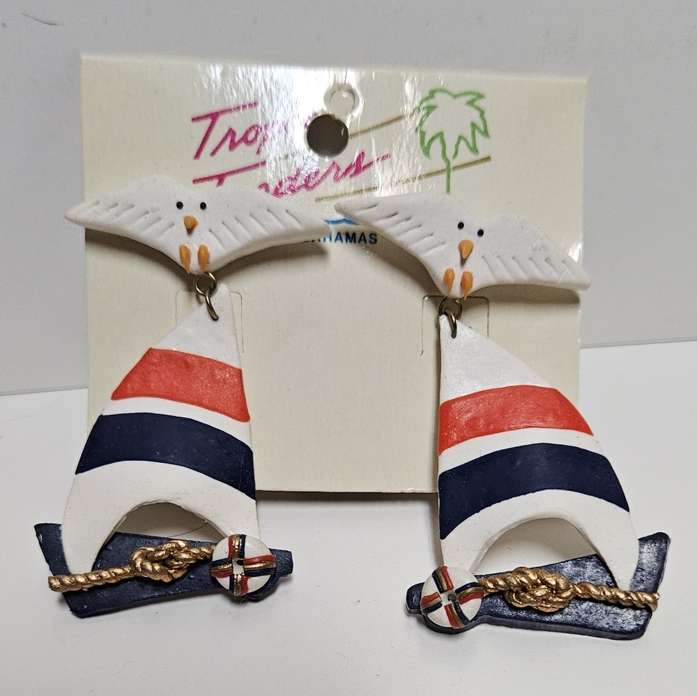 Tropic Traders Seagull and Ship Earrings